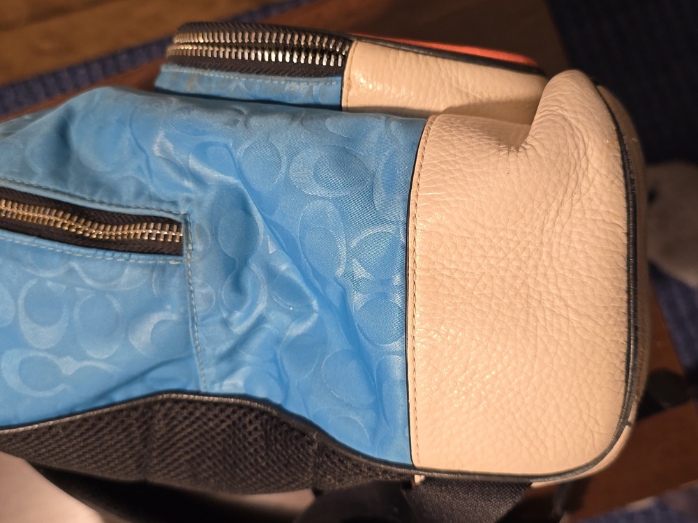 Coach. Signature Nylon Backpack in vibrant Blue and Pink. GUC. - Picture 4 of 14